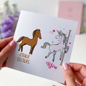 Tarjeta de hermana divertida Tarjeta de cumpleaños de otras hermanas para hermana Tarjeta linda para hermana Tarjeta de unicornio Tarjeta de feliz cumpleaños hermana con unicornio
