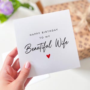 Birthday Card for Wife Elegant Happy Birthday Card for Her Romantic Minimal Heart Card for Your Beautiful Wifey from Husband gift card