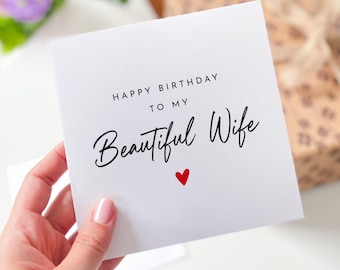 Birthday Card for Wife Elegant Happy Birthday Card for Her Romantic Minimal Heart Card for Your Beautiful Wifey from Husband gift card