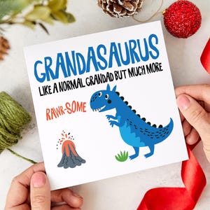 Carte pour grand-père drôle de dinosaure Carte de fête des pères pour grand-père Jolie carte d'anniversaire de grand-père brut de petits-enfants cadeau Anniversaire de grand-père