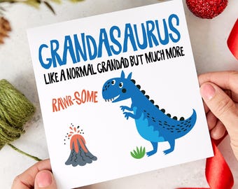 Card for Grandad Funny Dinosaur Father's Day Card for Grandad Cute Rawrsome Grandpa Birthday Card from Grandkids Gift Grandad's Birthday