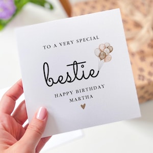 Carte d'anniversaire personnalisée pour meilleure amie avec nom Carte-cadeau meilleure amie avec des ballons pour un ami, frère ou sœur, sa sœur, sa fille, nièce