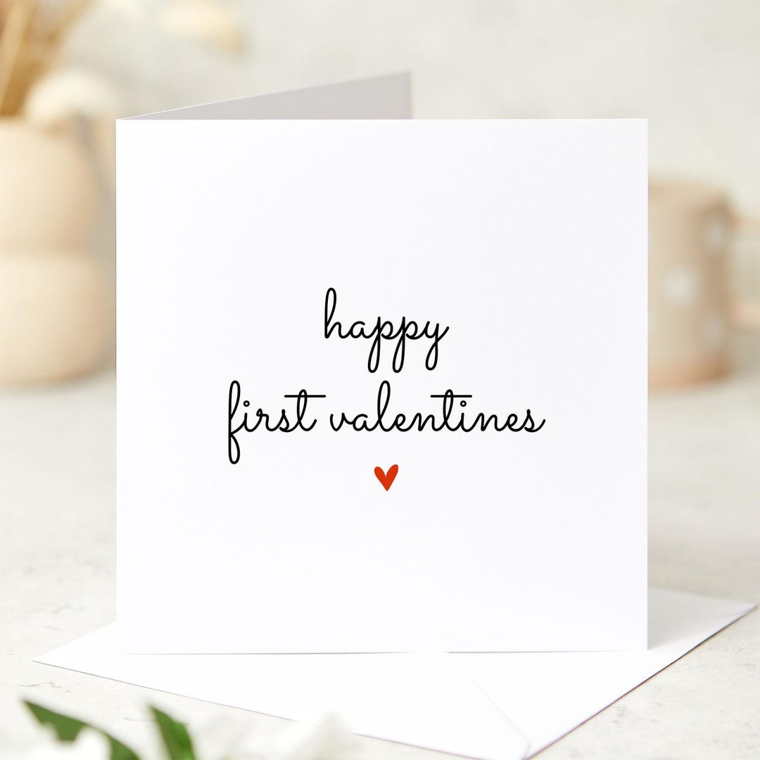 Happy First Valentines Card Simple Minimalist Valentines Day Card First ...