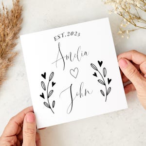Carte personnalisée pour un couple avec date et noms Cadeau romantique pour un anniversaire de mariage Fiançailles de mariage Saint-Valentin pour un souvenir entre amis