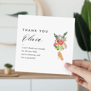 Danke-Karte mit Namen Floral personalisierte Geschenkkarte für sie ihn Wertschätzung Karte niedlich Lehrer Krankenschwester Doktor Freund Chef Kollege