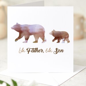 Dad and Son Gift Card Papa Bear and Baby Bear Watercolour Bear Dad Card Gift from Kids Father's Day New Dad Birthday Card Dada Bear