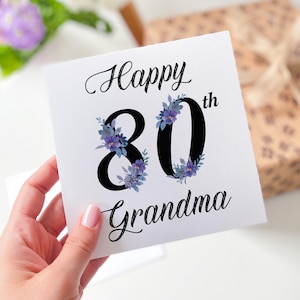 Geburtstagskarte für Oma Nanny Nanna Mama Mama Tante Oma Elegante Blumen Design Meilenstein Alterskarte für 60.70.80.90.100.Geburtstage