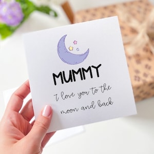 Card for mummy I love you to the moon and back Cute gift card for mum&#39;s birthday Mother&#39;s Day Thank you mum card Mama