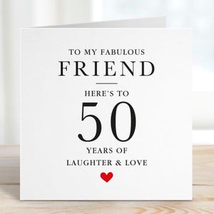 Mijlpaal verjaardagskaart voor vriend Elegant jaren van gelach en liefde Bericht beste vriend 30e 40e, 50e, 60e 70e cadeaubon voor bestie
