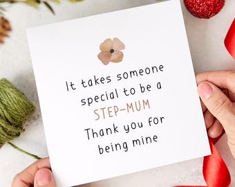 Step Mum Mother's Day Card Thank You Card for Stepmum Thoughtful Greeting Card for Bonus Mum Birthday Card for Step Mother Appreciation Gift