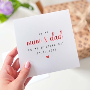 Personalised mum and dad wedding day card for Mum & Dad - to my mum and dad with date to parents Mother of the bride Father of the bride