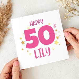 Carte d'anniversaire personnalisée avec nom, cadeau spécial pour une célébration du 18, 21, 30, 40, 50, pour sa mère, amie, nièce