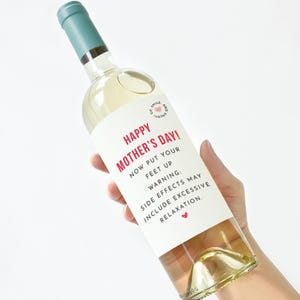 Étiquette de vin amusante pour la fête des mères - Cadeau « Levez les pieds » pour maman Sticker vin Sticker bouteille de prosecco pour maman Nouvelle maman Cadeau amateur de vin