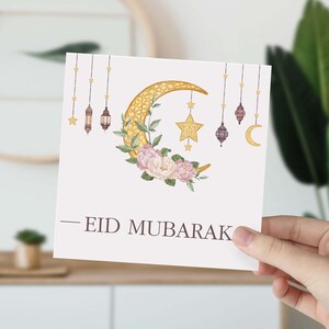 Eid Mubarak-hälsningskort: Halvmåne och stjärndesign bild 4