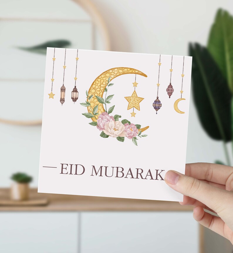 Eid Mubarak-hälsningskort: Halvmåne och stjärndesign bild 4