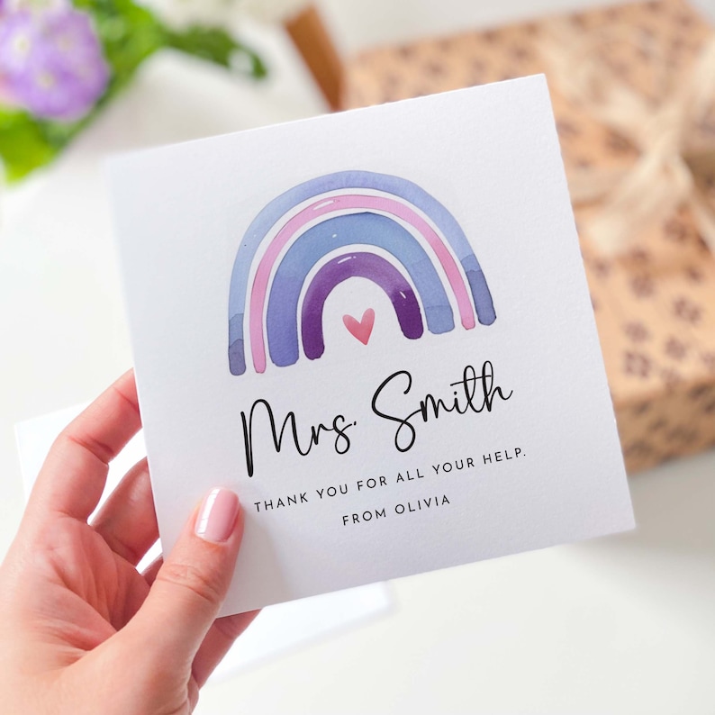 Thank You Card With Names and Rainbow Design Gift Card for Teacher ...