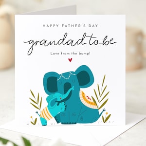 Biglietto d'auguri per la festa del papà per il futuro nonno, simpatico biglietto d'auguri con design a forma di elefante, ricordo della gravidanza, biglietto d'auguri speciale per l'annuncio di una gravidanza per il futuro nonno