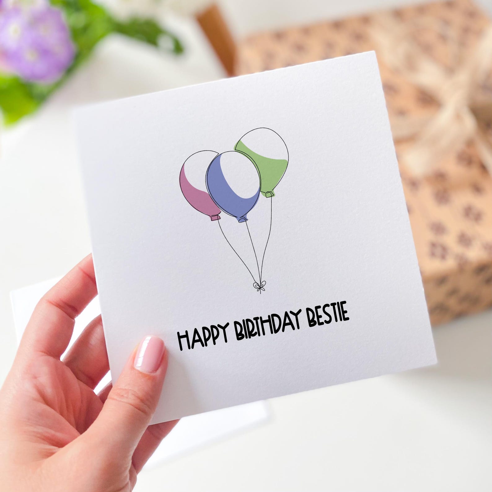 Card for Best Friend Happy Birthday Bestie Card With Balloons for ...