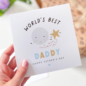 World's Best Daddy Vatertagskarte Niedliche Mond- und Stern-Designkarte für neuen Vater am ersten Vatertag