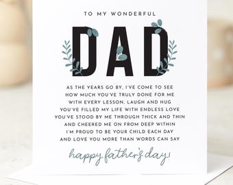 Sentimental Father's Day Card, Thoughtful Verse & Leaf Design
