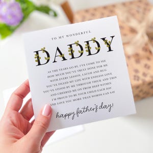 Carte de fête des pères heureuse pour papa, conception de vers sentimentaux, carte de fête des pères souvenir bien pensé de fils ou de fille