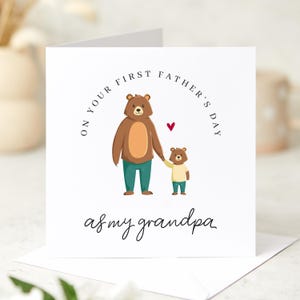 First Father's Day Card for Grandpa Cute Papa Bear Design Keepsake Card from Grandchild for New Grandad Papa Grandpa