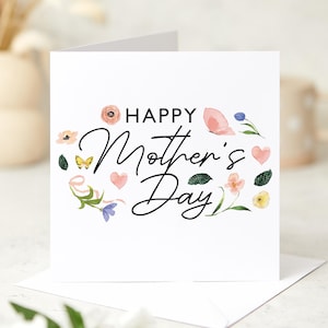 Carte de fête des mères heureuse Carte de maman aquarelle florale Cadeau élégant de fête des mères heureuse pour maman Carte de souvenir de femme de grand-mère pour elle
