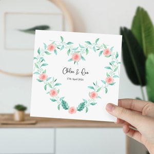 Tarjeta de boda personalizada: Recuerdo floral para recién casados