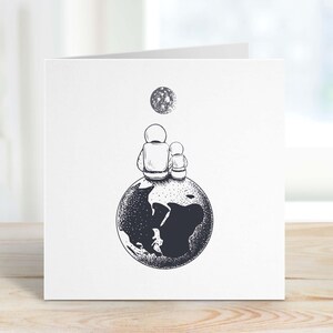 Carte pour papa fête des pères Carte cadeau d'anniversaire de papa Je t'aime jusqu'à la lune et dos carte papa papa fils fille