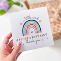 A little card to say a very big thank you card Gift card for teacher friend her him Appreciation card cute thank you gift Rainbow design product logo