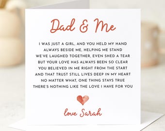 Personalised Dad and Daughter Poem Card Sentimental Card for Dad Father's Day Dad's Birthday or Wedding Card Father of the Bride Keepsake