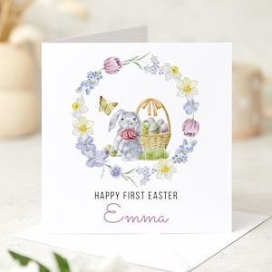 Première carte de Pâques personnalisée pour bébé Lapin de Pâques Floral mignon 1ère carte de Pâques neveu nièce petit-fils petite-fille beau-fils belle-fille