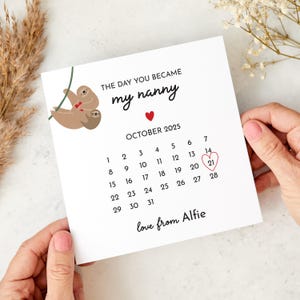 Carte cadeau personnalisée Le jour où vous êtes devenu ma nounou d'un petit-enfant Carte souvenir calendrier design paresseux pour grand-mère