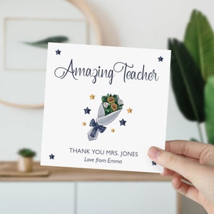 Tarjeta de maestro increíble personalizada con el nombre del maestro y del remitente Tarjeta de regalo para ella él Apreciación del maestro Guardería Primaria Fin de semestre año