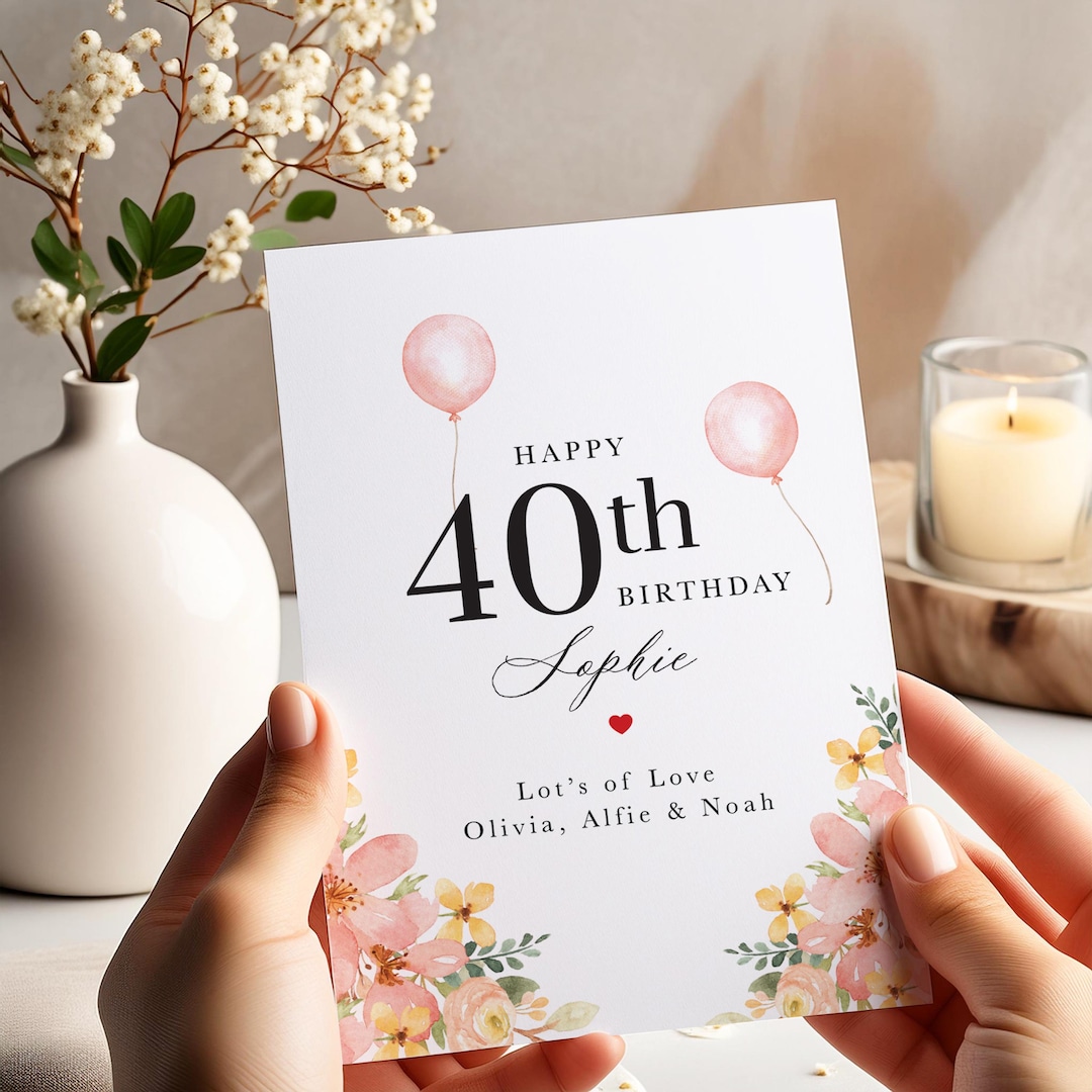 Personalised Birthday Card for Her ANY AGE and Custom Name for Her Card