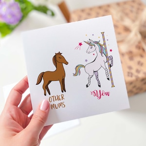 Tarjeta divertida para mamá Tarjeta de cumpleaños para mamá Tarjeta linda Tarjeta de feliz cumpleaños con unicornio Tarjeta de agradecimiento Día de la Madre Navidad Regalo de nueva mamá