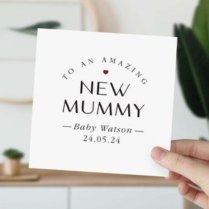 Carte pour une nouvelle maman avec le nom et la date de naissance de bébé Carte cadeau de naissance de maman pour maman Carte cadeau baby shower Cadeau de naissance pour une nouvelle maman