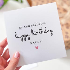Cartão de aniversário personalizado para marcos, design minimalista e elegante com nome e data fabulosa de 40, 50, 60 anos ou qualquer idade para ele ou ela
