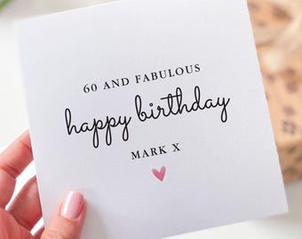 Personalised Milestone Birthday Card Elegant Minimal Design with Name & Fabulous 40th 50th 60th or Any Age for Him or Her
