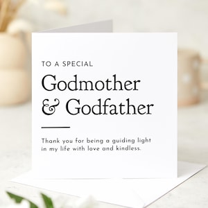 Tarjeta de agradecimiento para madrina y padrino, diseño minimalista, recuerdo de bautizo para padrinos especiales.