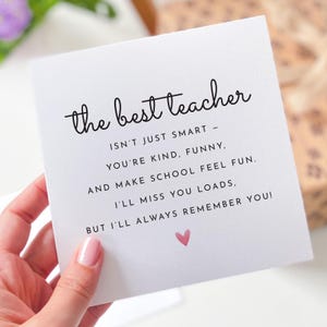 Mejor tarjeta de agradecimiento para el maestro Tarjeta de fin de curso divertida y emotiva ideal para dejar un obsequio o como agradecimiento de fin de año para ella Él Primaria Privada