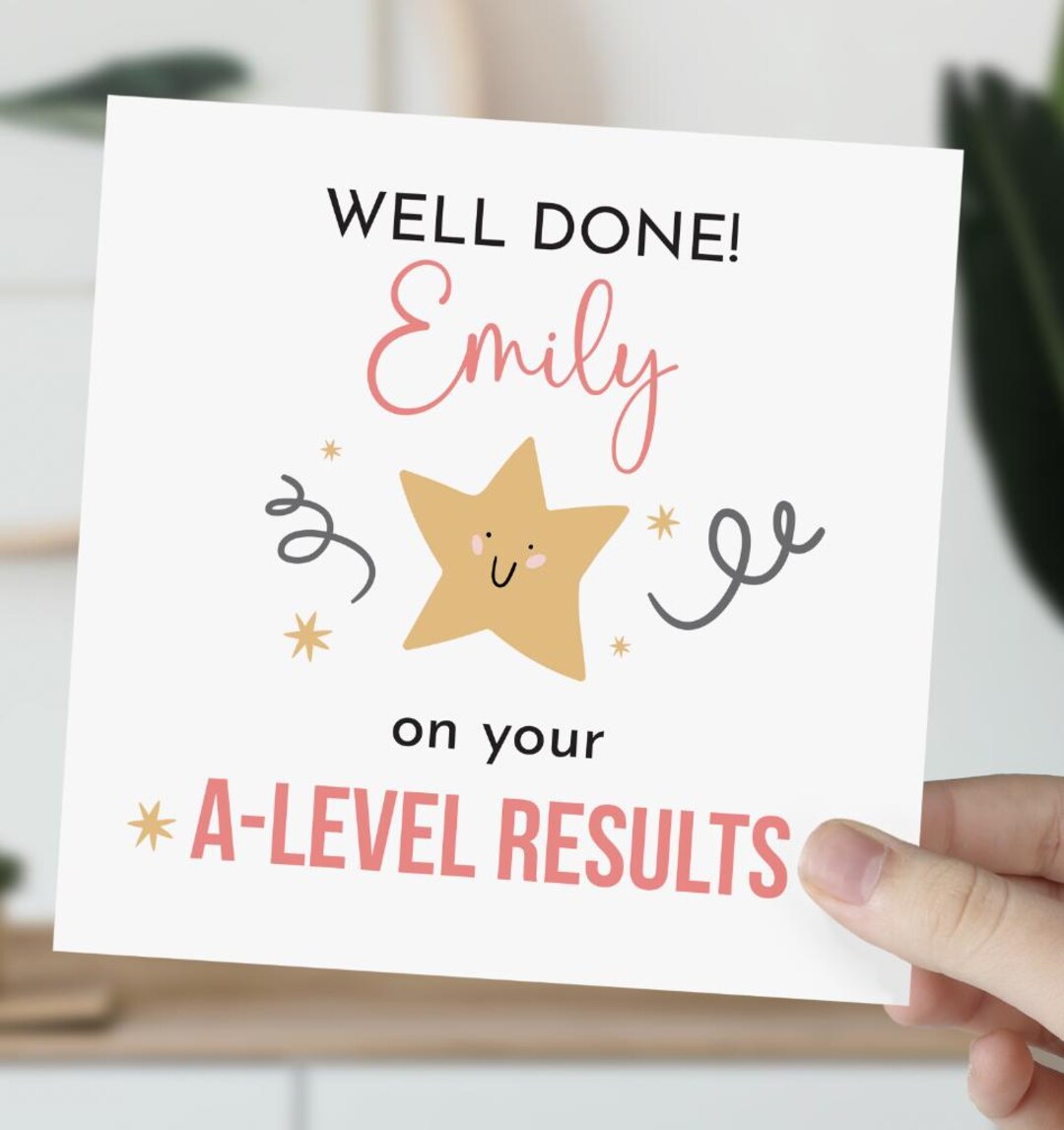 Well Done on Your A Level Results Card Congratulations Card With Name ...