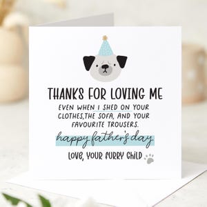 Cartão engraçado do Dia dos Pais para o pai do cachorro, da Dog Thanks for Loving Me, cartão engraçado para o dono do cachorro, da Furry Child Keepsake