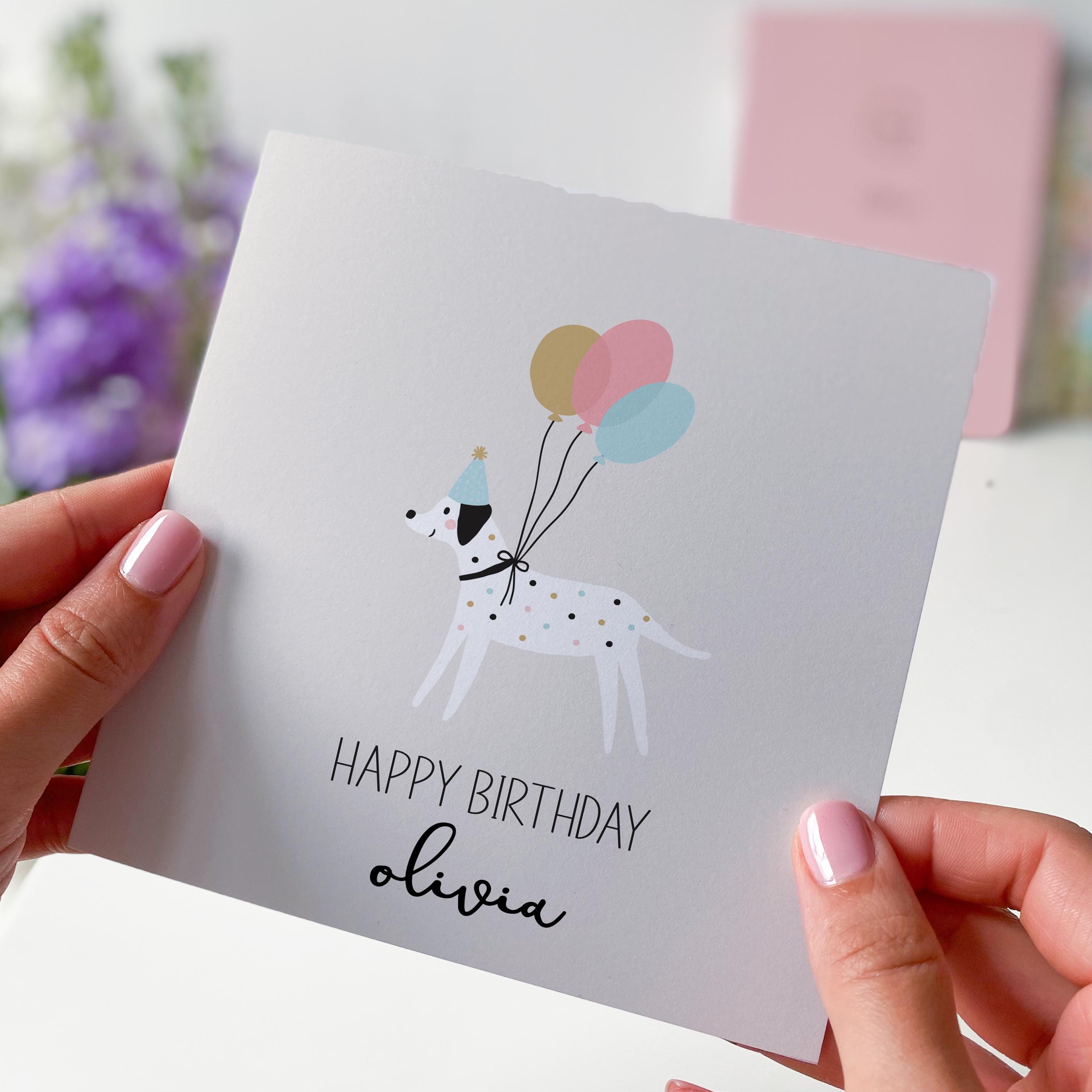 Personalised Happy Birthday Card for Dog Owner With Cute Dog and ...