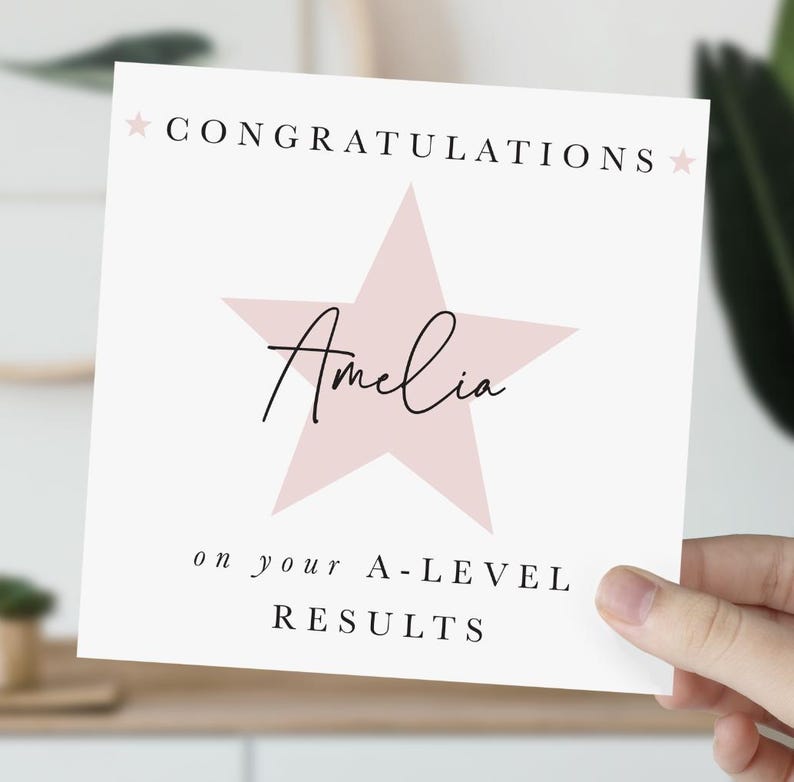 Personalised Congratulations Card With Name and Star on Your A Level ...