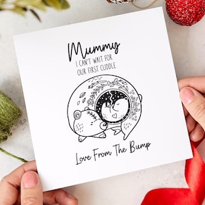 Carte future maman Carte de fête des mères from the Bump Illustration d'ours mignon Carte de grossesse Première carte de fête des Mères Cadeau pour future maman