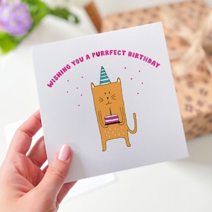 Jolie carte d'anniversaire en vous souhaitant une belle carte avec un chat mignon pour amoureux des chats, amoureux des chats, amoureux des chats, carte d'anniversaire pour propriétaires d'animaux de compagnie Catdad