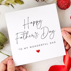 "Vatertagskarte für Papa ""Happy Father's Day to My Wonderful Dad"" Karte Minimal Heart Design Durchdachtes Geschenk von Sohn oder Tochter