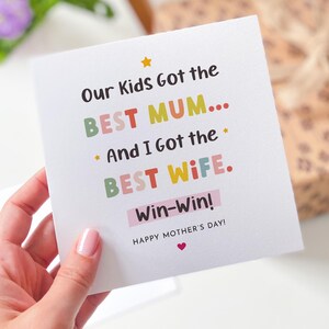 Tarjeta divertida del Día de la Madre para la esposa del esposo La mejor mamá El mejor regalo para la esposa para mamá Lindo agradecimiento por el amor Dulce regalo para ella Gana-gana