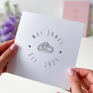 Kaart voor bruid met achternaam en trouwdatum Mevrouw trouwdagkaart vrijgezellenfeest cadeaubon binnenkort mevrouw trouwkaart voor de bruid voor haar